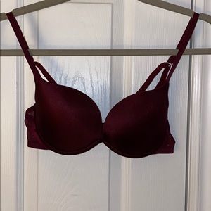 Red wine push up bra